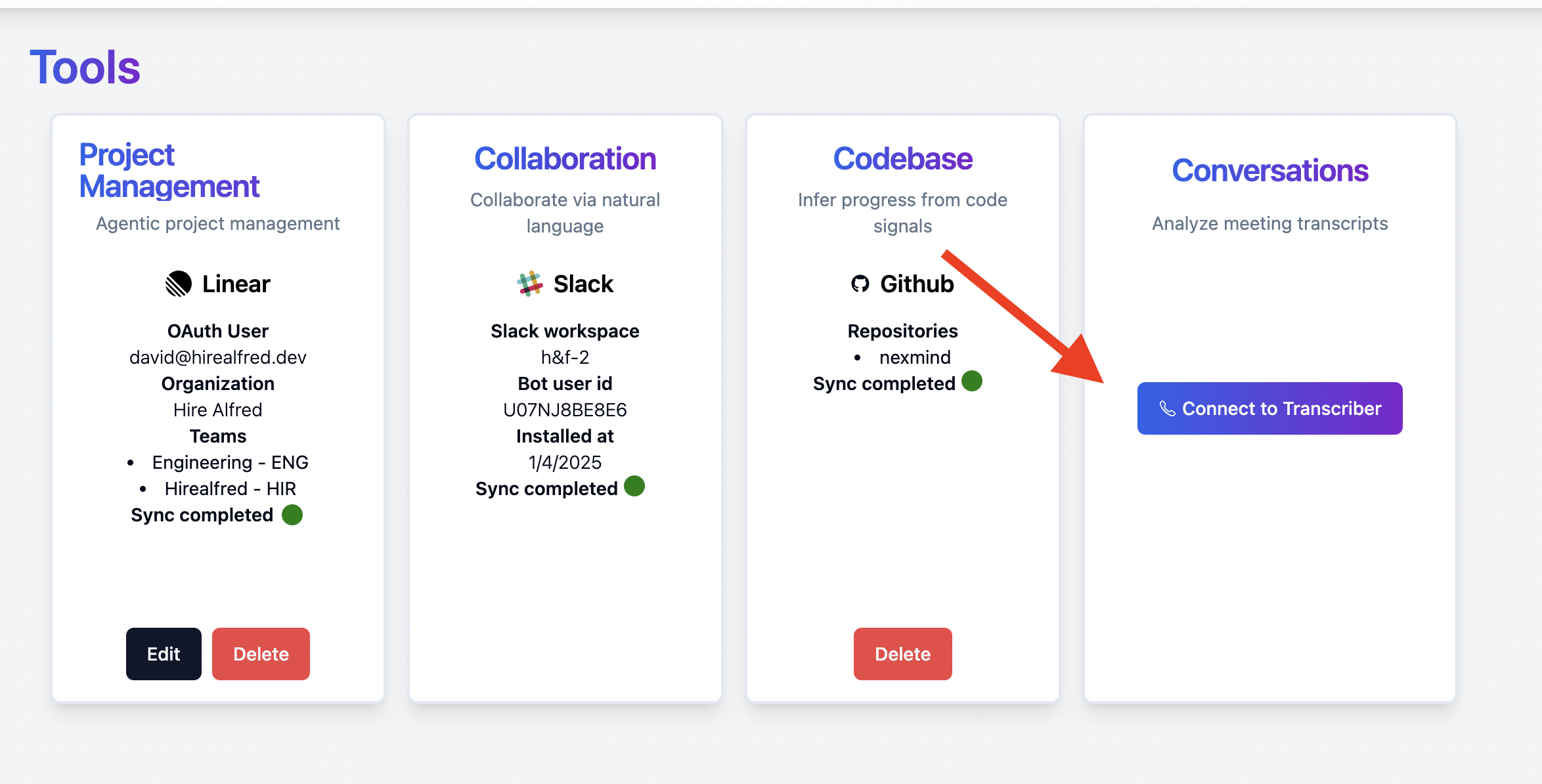 Connect to Transcriber